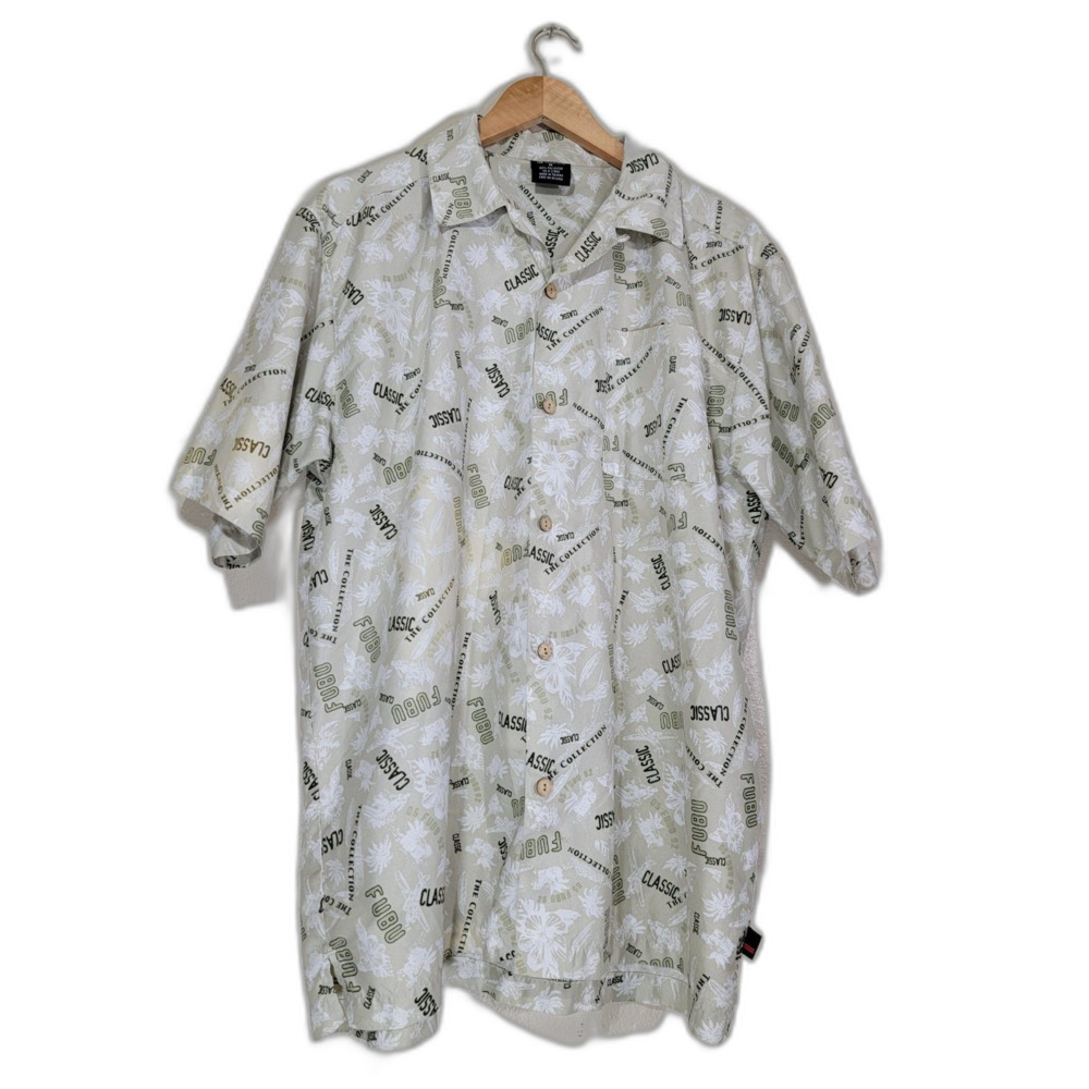 Vintage FUBU Collection Men's Short Sleeve Button Shirt - Medium M
